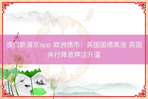 澳門新浦京app 歐洲債市：英國國債高漲 英國央行降息押注升溫