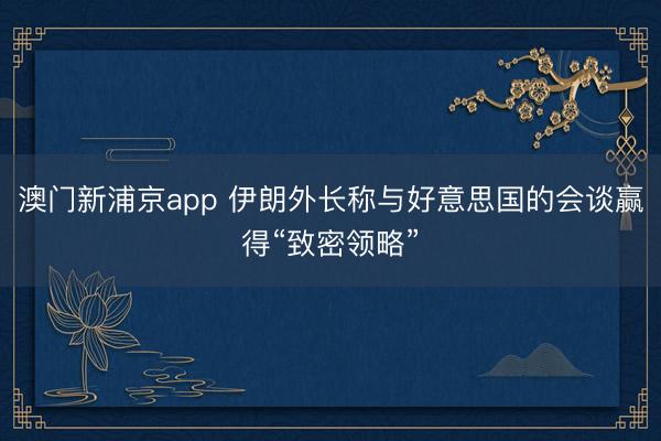 澳門新浦京app 伊朗外長稱與好意思國的會談贏得“致密領略”