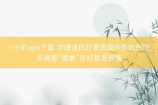 一分彩app下載 涉嫌違抗好意思國外僑軌則則，吳佩慈“婆婆”在好意思被捕